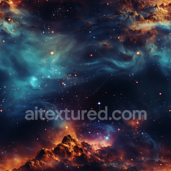 seamless Seamless 3D Space PBR Texture Featuring Blue Nebula Clouds and Fiery Cosmic Mountains texture 8k free download PBR