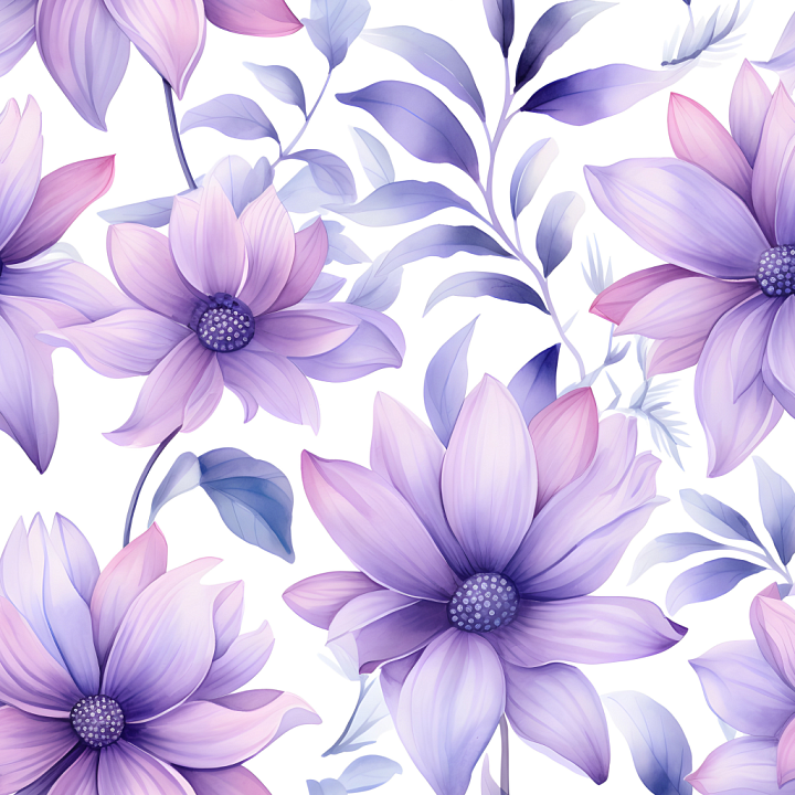Purple Flower with Soft Floral Pattern seamless PBR texture preview