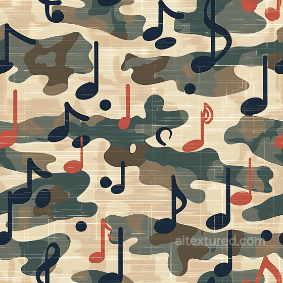 camouflage PBR texture with woodland palette and musical note overlay Color Camouflage texture preview