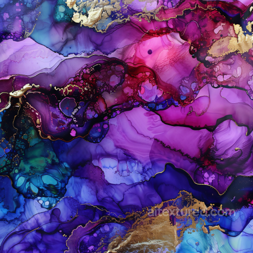 Alcohol Ink PBR Texture Featuring Purple and Gold Fluid Marbling texture preview