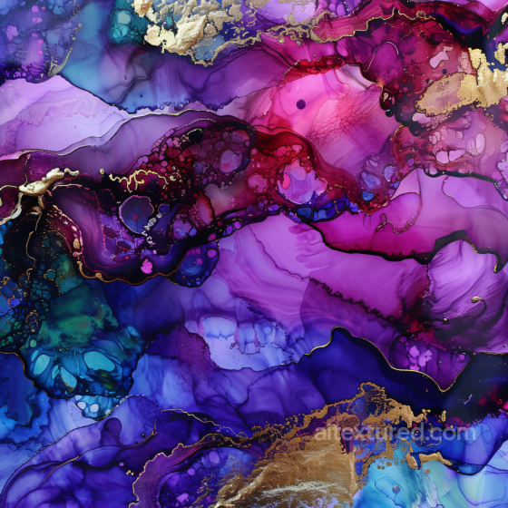 Alcohol Ink PBR Texture Featuring Purple and Gold Fluid Marbling Alcohol ink texture preview