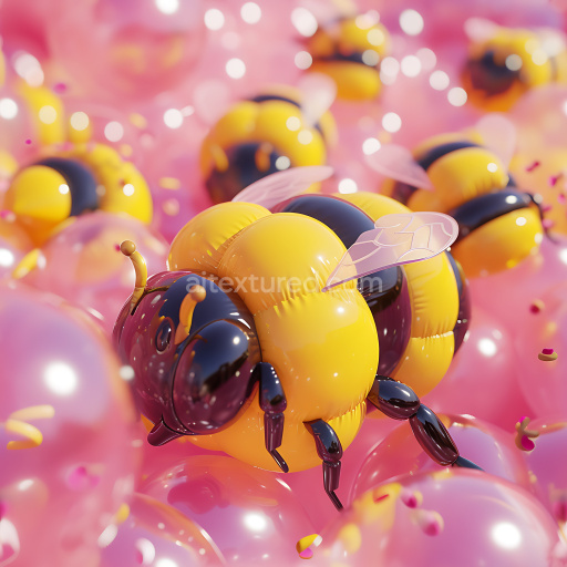 Seamless 3D Inflated Vinyl PBR Texture Featuring Glossy Yellow-Black Panels