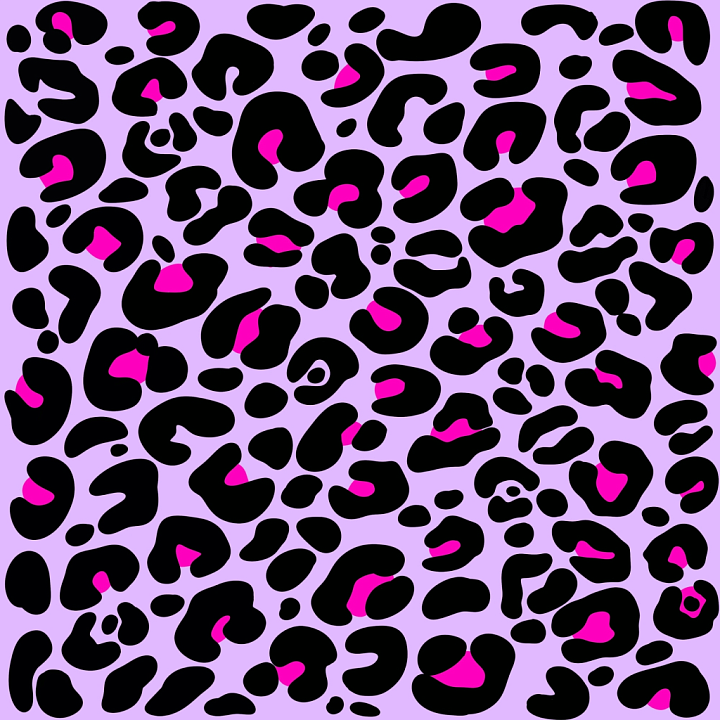 Neon Pink and Black Leopard Print Fabric seamless PBR texture preview