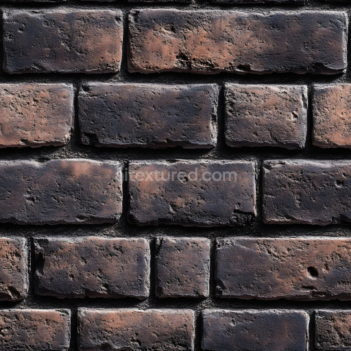 Seamless 3D PBR Cracked Dark Brick Wall Texture with Rough Surface and Subtle Holes