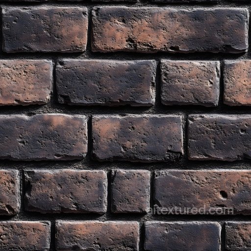 Cracked Dark Brick Wall Texture with Rough Surface and Subtle Holes seamless Brick PBR texture