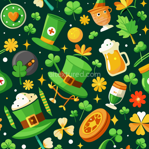 Preview — Seamless 3D PBR Texture with St Patrick Themed Digital Paper Pattern