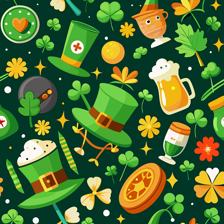 with St Patrick Themed Digital Paper Pattern seamless PBR texture preview