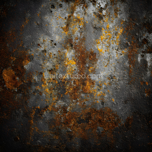 Seamless 3D Cracked and Rusted Metal PBR Texture with Jagged Holes and Orange Corrosion