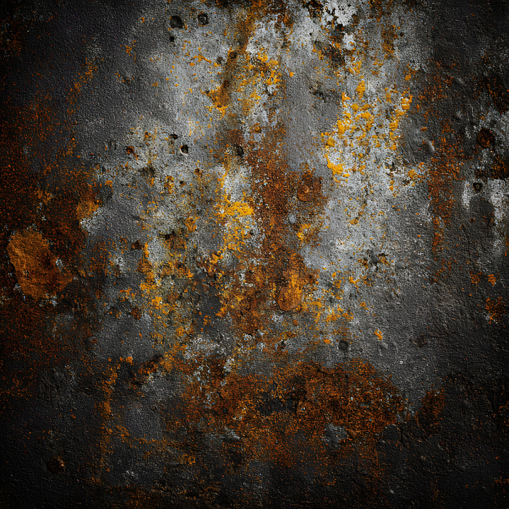 Cracked and Rusted Metal with Jagged Holes and Orange Corrosion seamless PBR texture preview