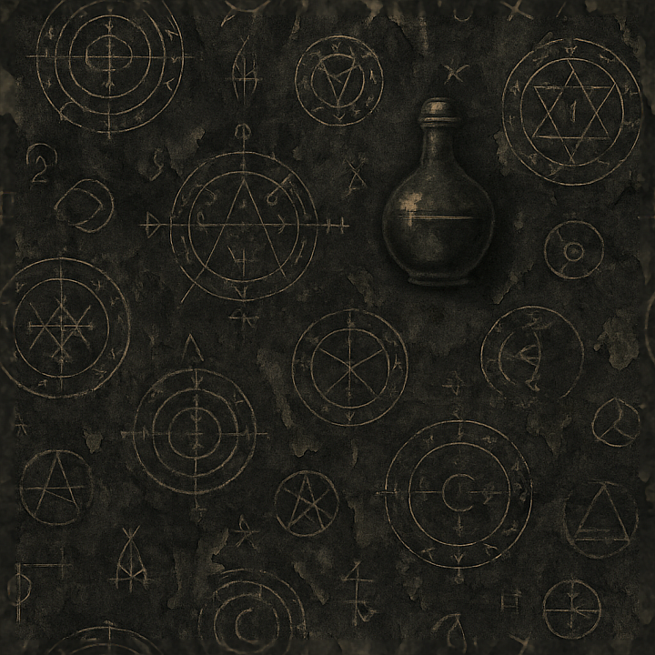 Spooky Wallpaper With Arcane Symbols And Mystic Runes For Halloween seamless PBR texture preview