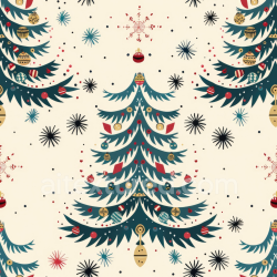 seamless Seamless 3D PBR Texture of Vintage Christmas Tree Pattern on Cream Background texture 8k free download PBR