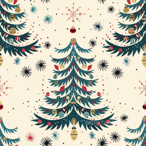All Christmas Digital paper Texture of Vintage Christmas Tree Pattern on Cream Background seamless All Christmas Digital paper PBR texture