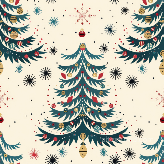 All Christmas Digital paper Texture of Vintage Christmas Tree Pattern on Cream Background All Christmas Digital paper texture preview