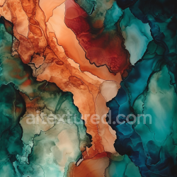 seamless Seamless 3D Alcohol Ink PBR Texture Featuring Rust Orange and Teal Fluid Waves texture 8k free download PBR