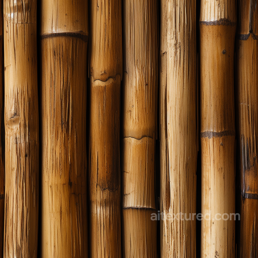 Bamboo Texture Featuring Polished Brown Vertical Culms seamless Bamboo PBR texture