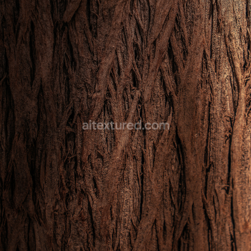 Dark Brown Tree Bark Texture with Deep Groove Detail