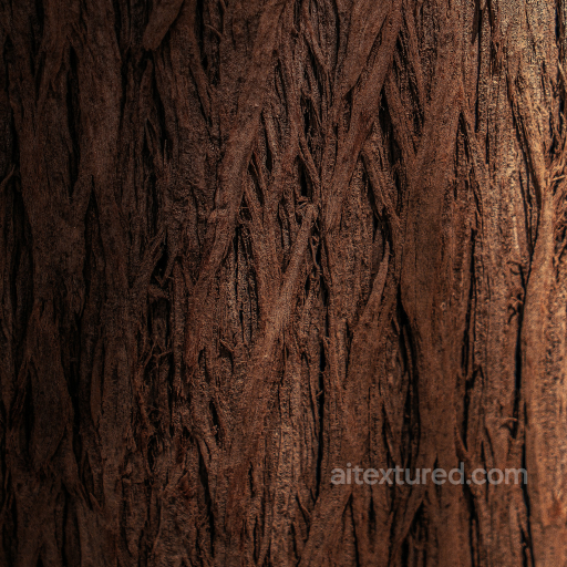 Dark Brown Tree Bark Texture with Deep Groove Detail seamless Bark PBR texture