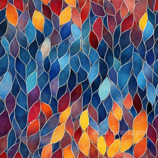 Mosaic Texture with Colorful Leaf-Shaped Ceramic Tiles seamless Mosaic PBR texture