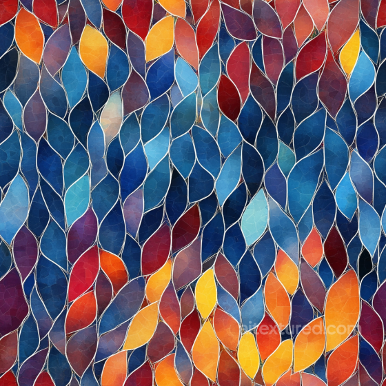 Mosaic Texture with Colorful Leaf-Shaped Ceramic Tiles Mosaic texture preview