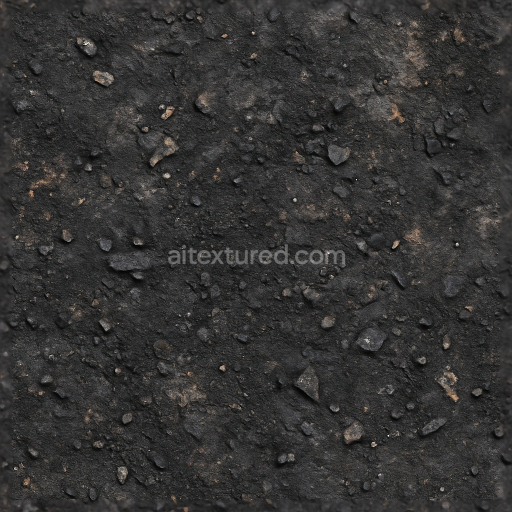 Seamless 3d texture of charred rubble and burnt ground with blast scorch marks in detailed 8k pbr quality