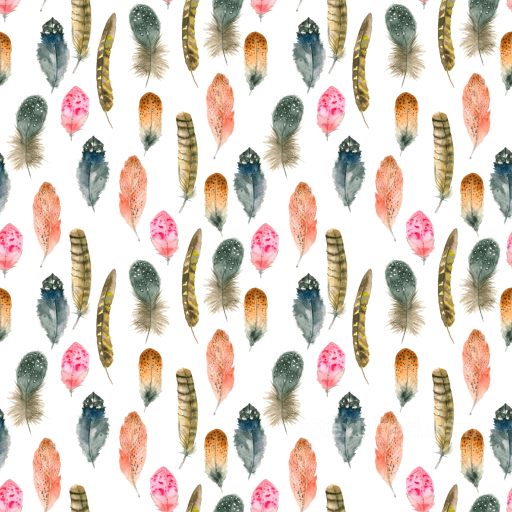 Featuring Colorful Watercolor Feathers Pattern seamless Boho Seamless PBR texture