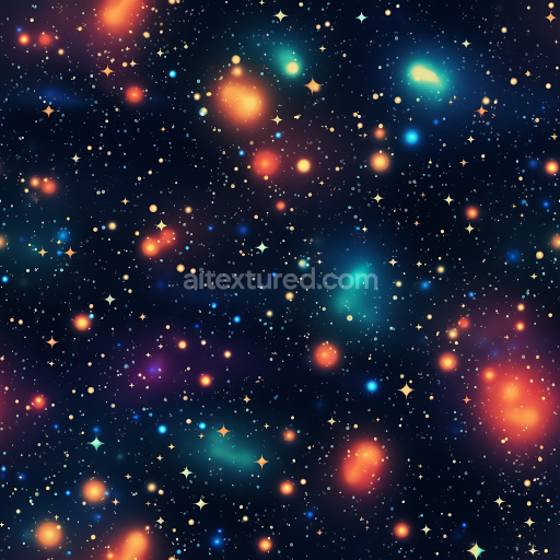 Seamless 3D Space PBR Texture Featuring Vibrant Starfield and Nebula Clouds