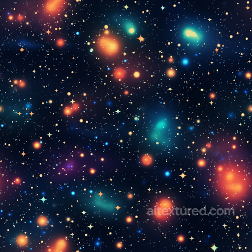 Space PBR Texture Featuring Vibrant Starfield and Nebula Clouds seamless Star, space, planets PBR texture