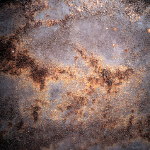Seamless 3D Rusted Metal PBR Texture Featuring Holes and Corrosion Detail
