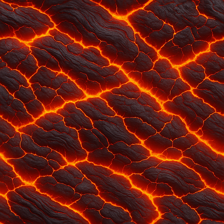 Molten Lava Flow Surface seamless PBR texture preview