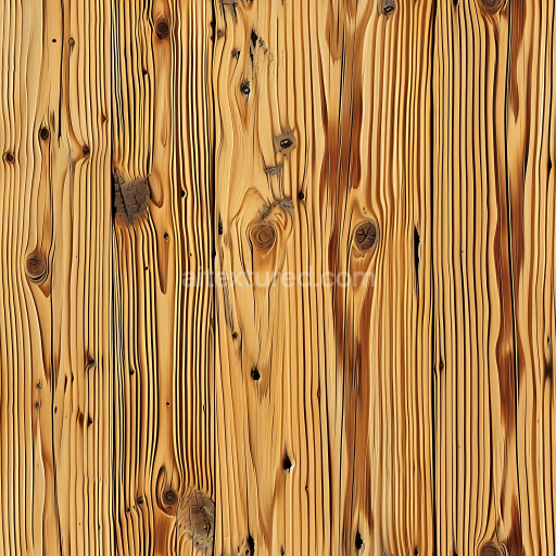 Seamless 3D Burnt Pine Wood Planks PBR Texture with Distinct Knots and Grain