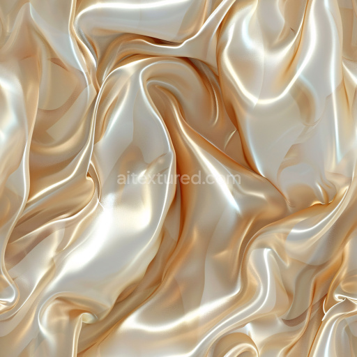 Seamless 3D PBR Texture of Glossy Satin Fabric with Light Cream and Champagne Highlights