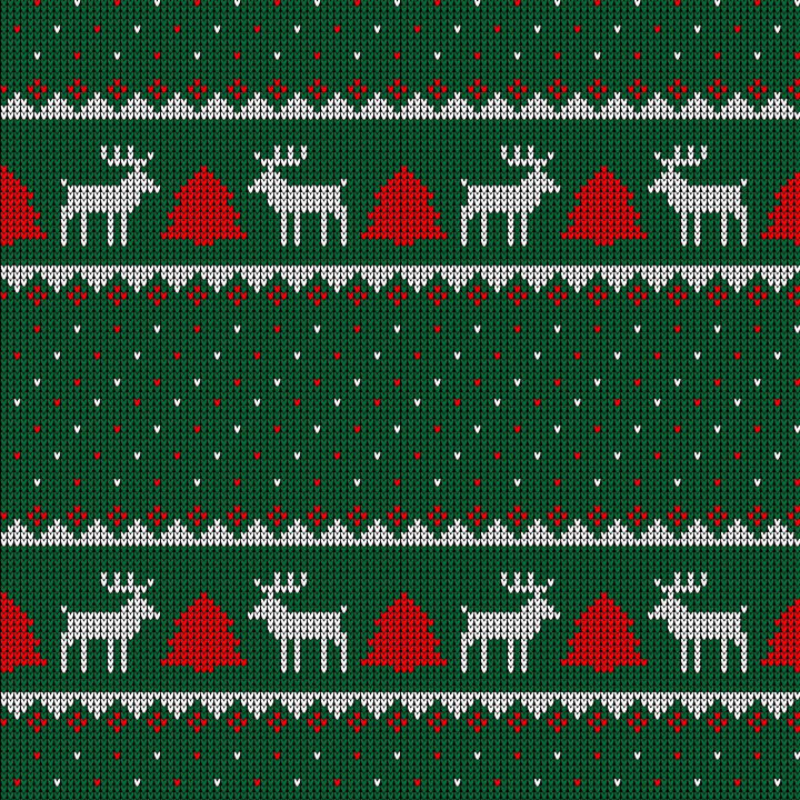 All Christmas Digital paper of Green Christmas Knit Wool with Red Trees… seamless PBR texture preview