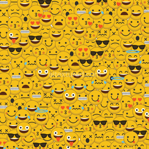 Seamless 3D PBR Texture of Bright Yellow Happy Face Emoji Pattern