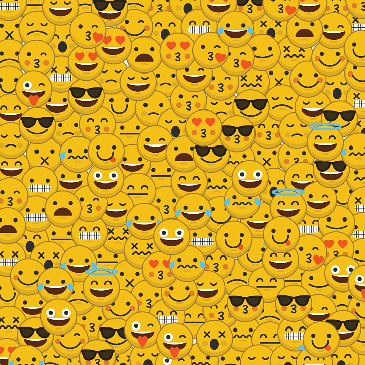 Happy Face Pattern of Bright Yellow Happy Face Emoji Pattern seamless PBR texture preview
