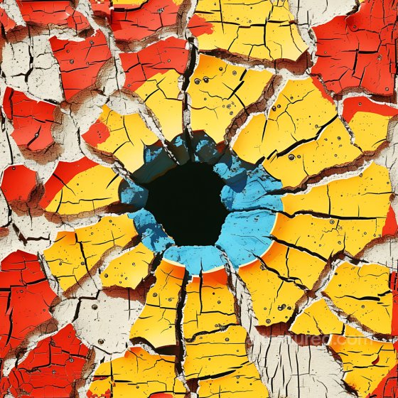 Cracked Colorful Paint Surface Texture With Vibrant Red, Yellow, And Blue Chips Cracked & Holes texture preview