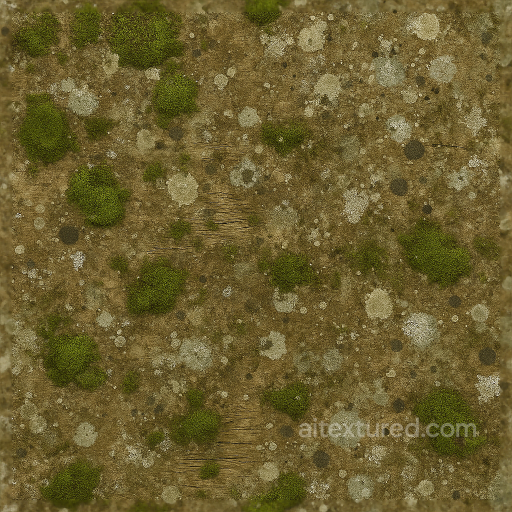 Moss Patches And Lichen Spots With Decayed Wood And Fungal Growth Details seamless Decals PBR texture