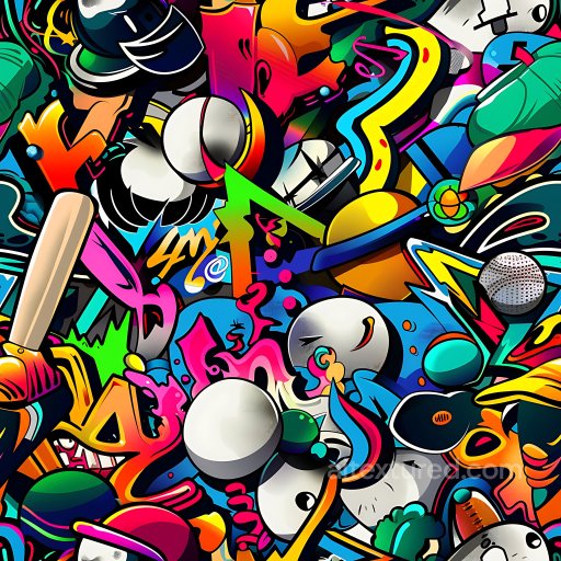 Seamless 3D PBR texture of vibrant colorful urban graffiti art texture preview
