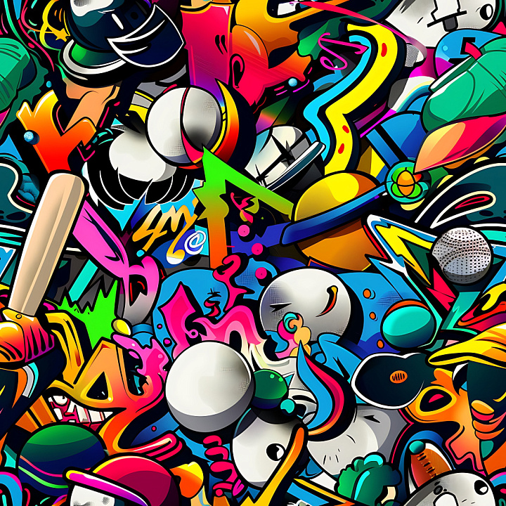 Of Vibrant Colorful Urban Graffiti Art seamless PBR texture preview