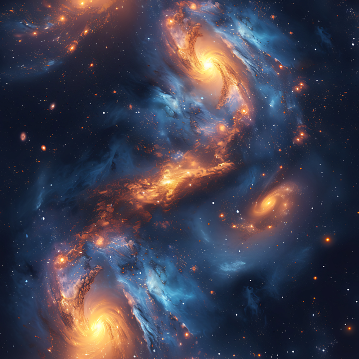 Space Featuring Vibrant Spiral Galaxies and Nebula Clouds seamless PBR texture preview