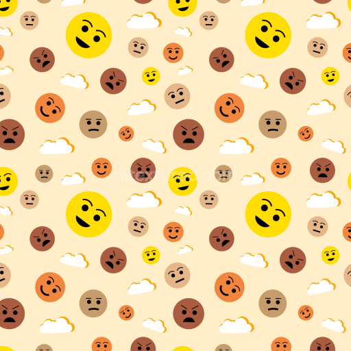 Seamless 3D PBR Texture of Colorful Happy Face and Cloud Pattern