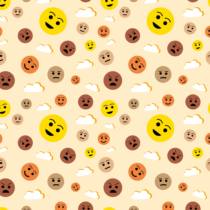 Happy Face Pattern of Colorful Happy Face and Cloud Pattern seamless PBR texture preview