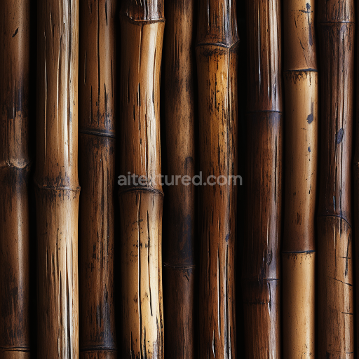 Seamless 3D PBR Texture of Glossy Polished Bamboo Culms with Natural Weathering