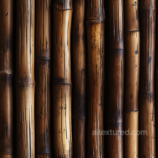 Glossy Polished Bamboo Culms Seamless Texture with Natural Weathering seamless Bamboo PBR texture
