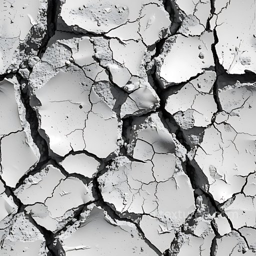 Cracked White Plaster & Hole PBR Texture with Rugged Fractures seamless Cracked & Holes PBR texture