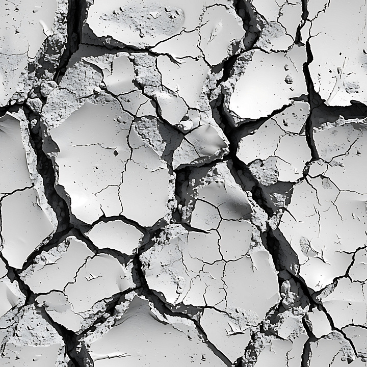Cracked White Plaster & Hole with Rugged Fractures seamless PBR texture preview
