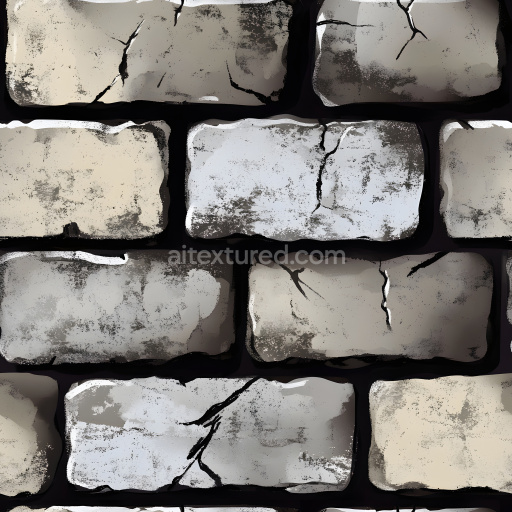 Seamless 3D Cracked Brick Wall PBR Texture with Weathered Gray Tones