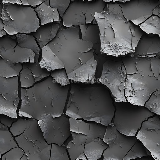 Preview — Seamless 3D Cracked Paint PBR Texture with Deep Cracks and Peeling Layers in Dark Gray
