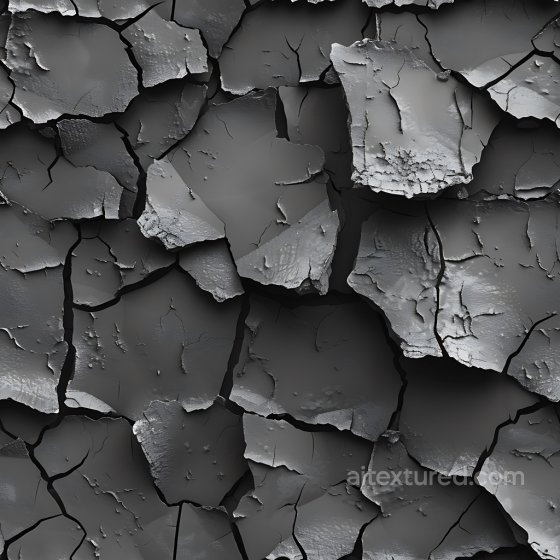 Cracked Paint PBR Texture with Deep Cracks and Peeling Layers in Dark Gray Cracked & Holes texture preview
