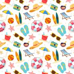 Pattern Bundle - Seamless 3D Pattern PBR Texture Featuring Summer Beach Toys and Accessories texture preview
