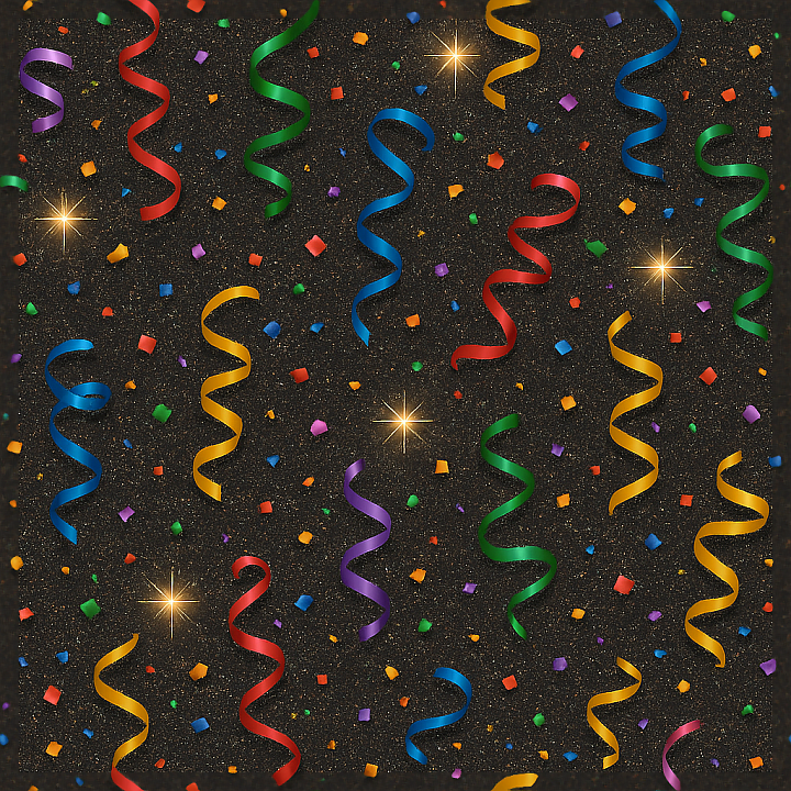 Sparkling Streamers And Party Confetti With Holiday Sparkle For New Year seamless PBR texture preview